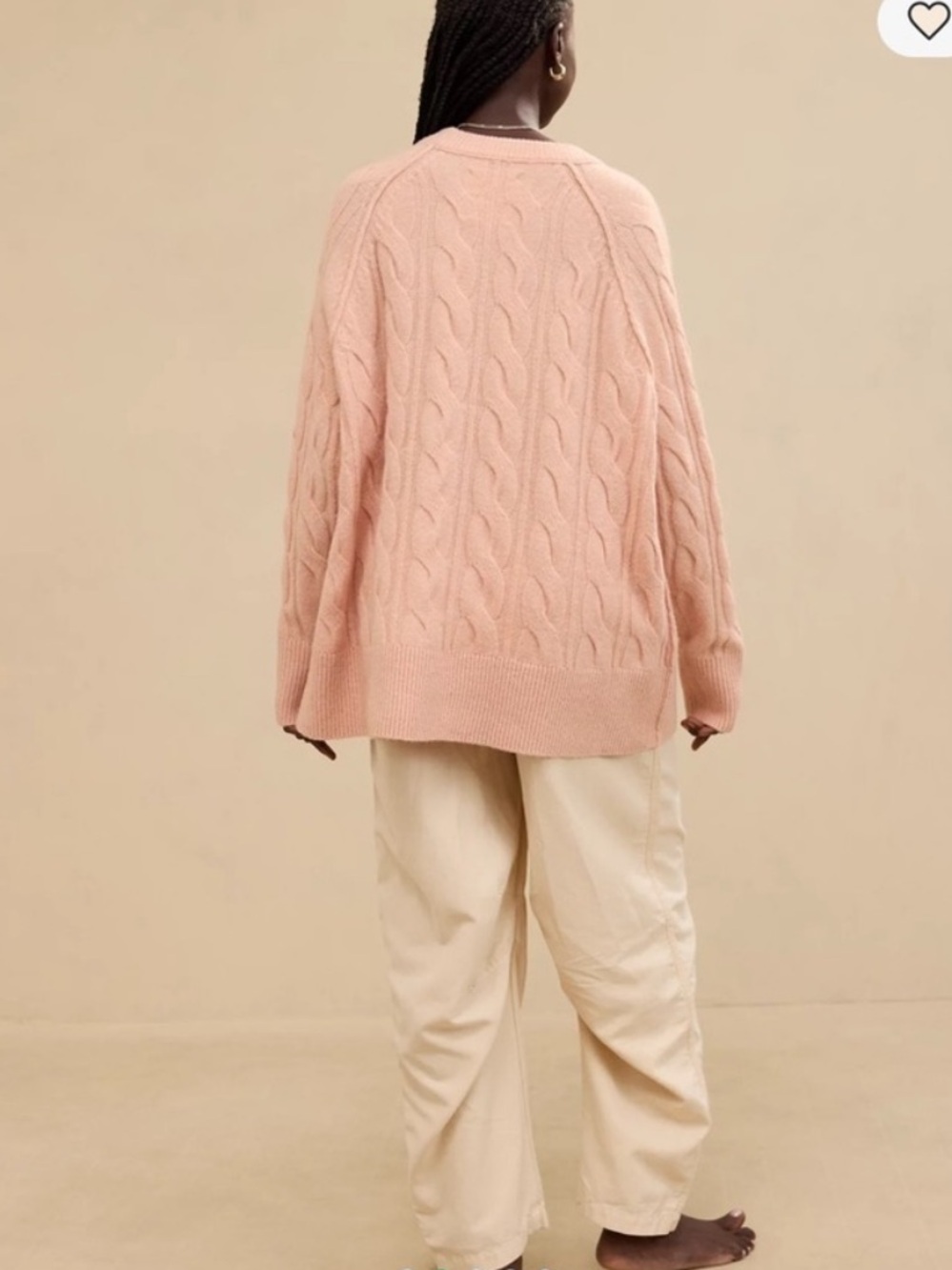 Aerie pink oversized soft cable knit sweater XS - Picture 8 of 11